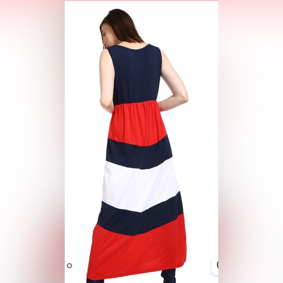 Wennikids Red white and blue striped tank maxi dress NWOT - Picture 5 of 14